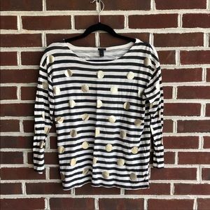 J. Crew Navy and White Crewneck Stripe Top